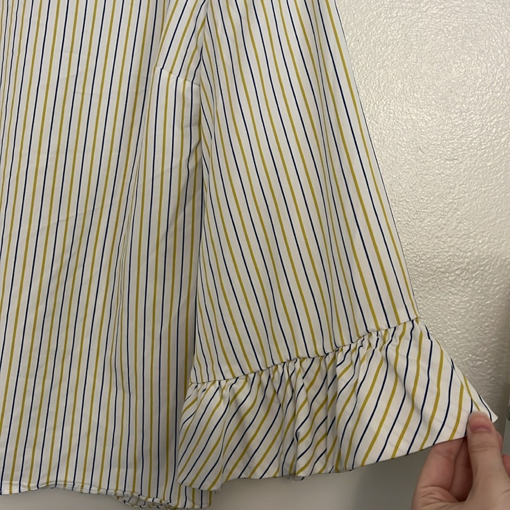 Massimo Dutti Striped Bell Sleeve Blouse Top - Picture 6 of 12